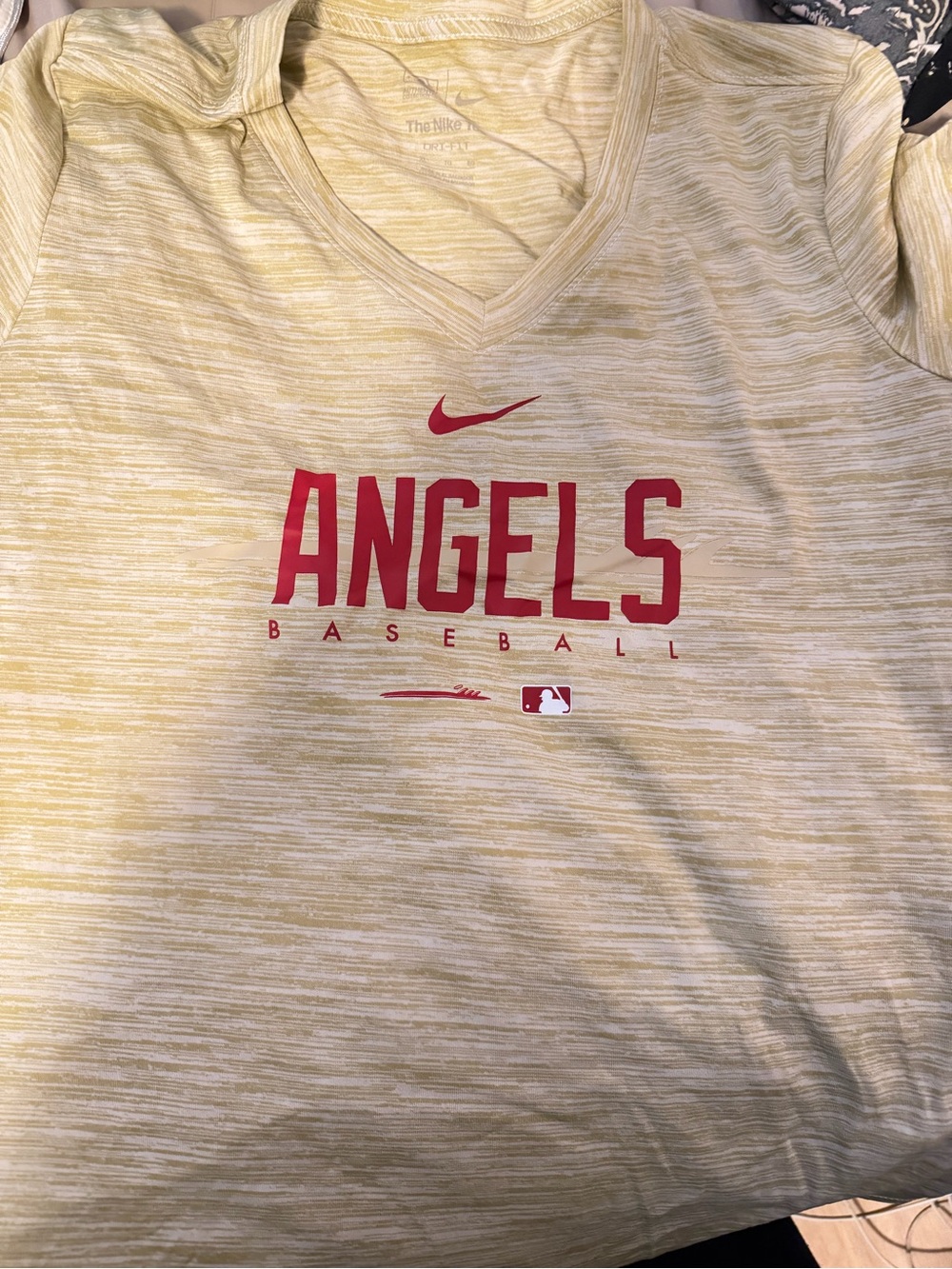 Nike Women’s Angels Nike Baseball V-Neck Tee - Yellow
